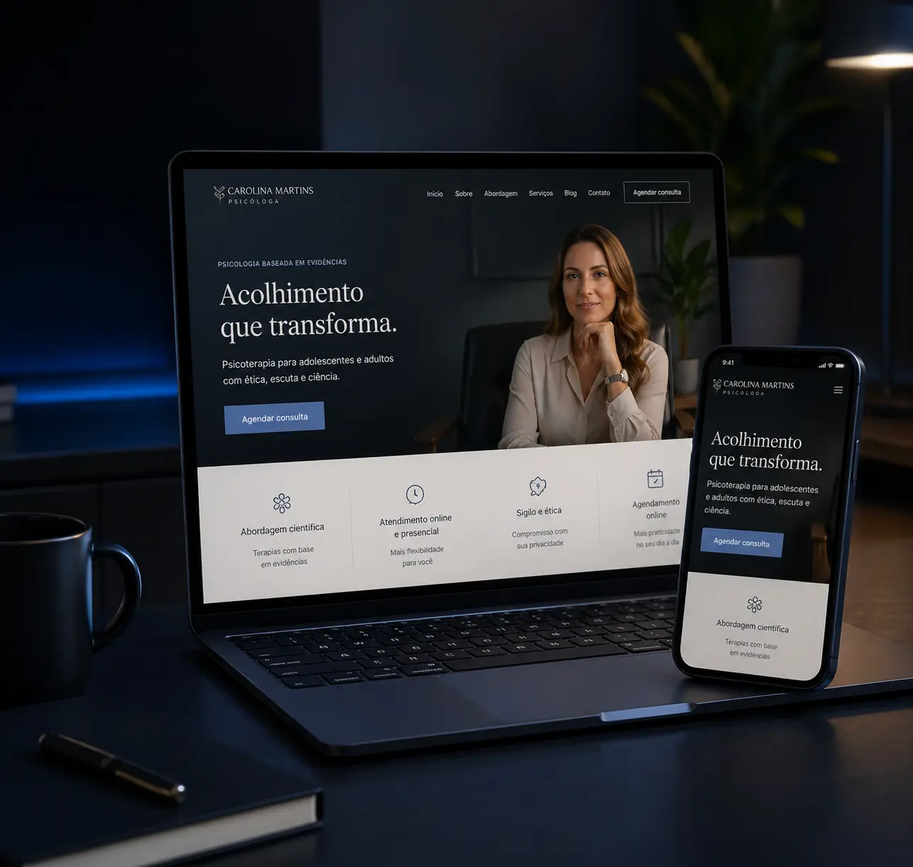 Psicóloga em atendimento profissional