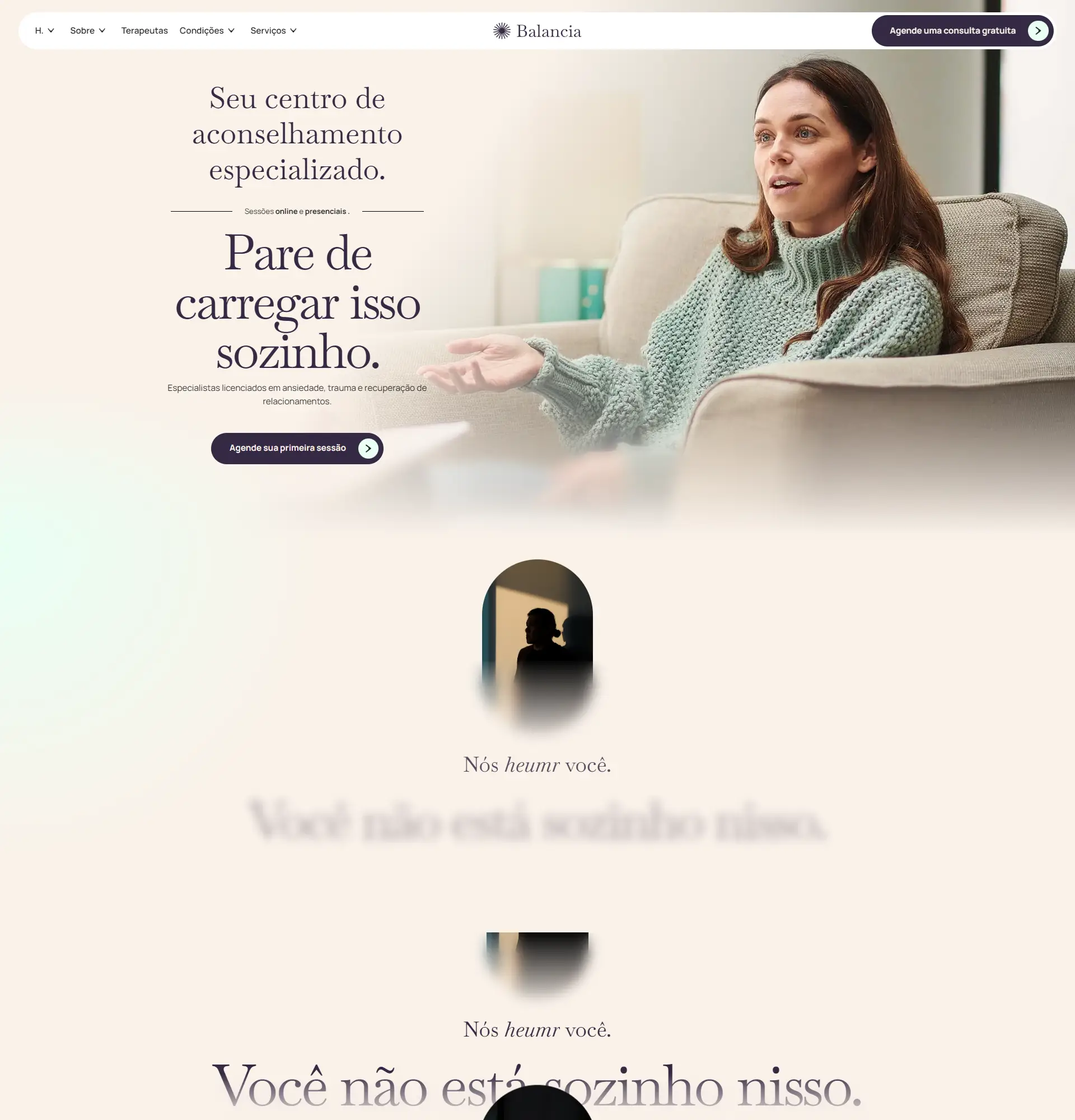 Screenshot de site one page para psicóloga clínica