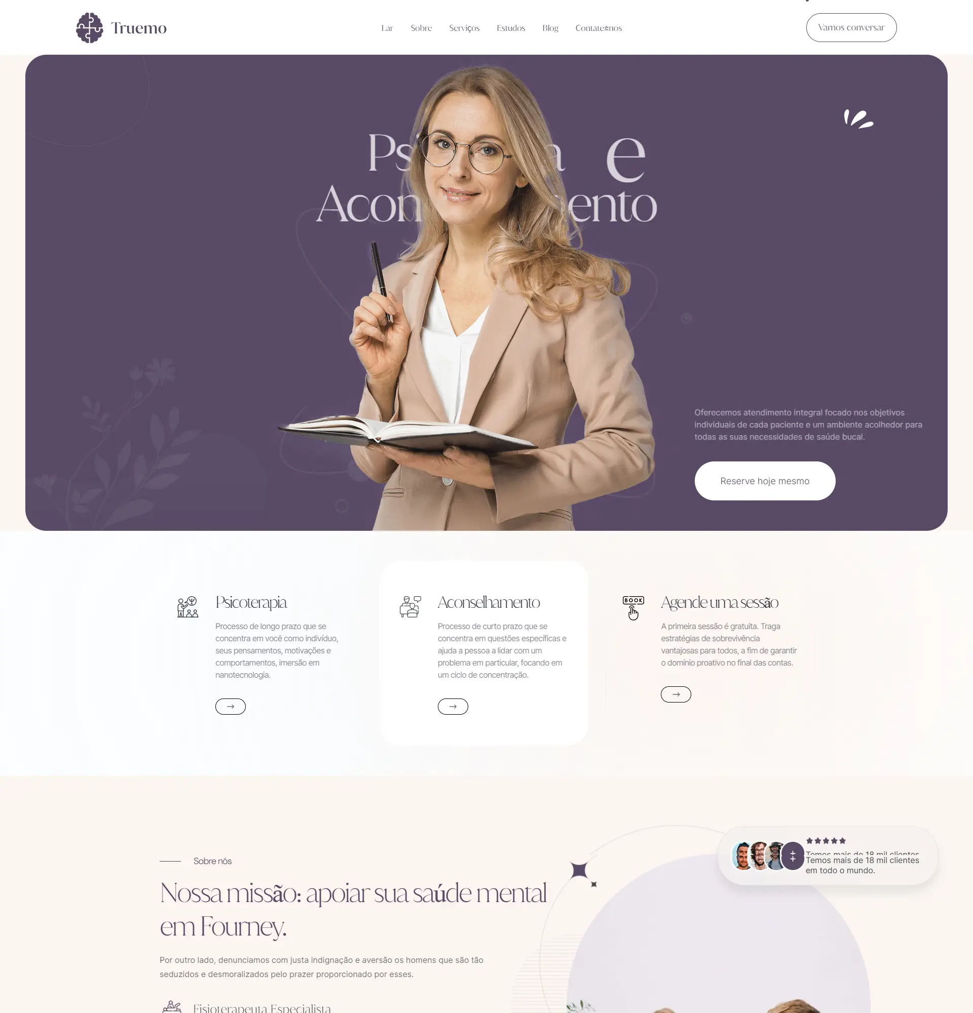 Screenshot de site para psicóloga com atendimento online