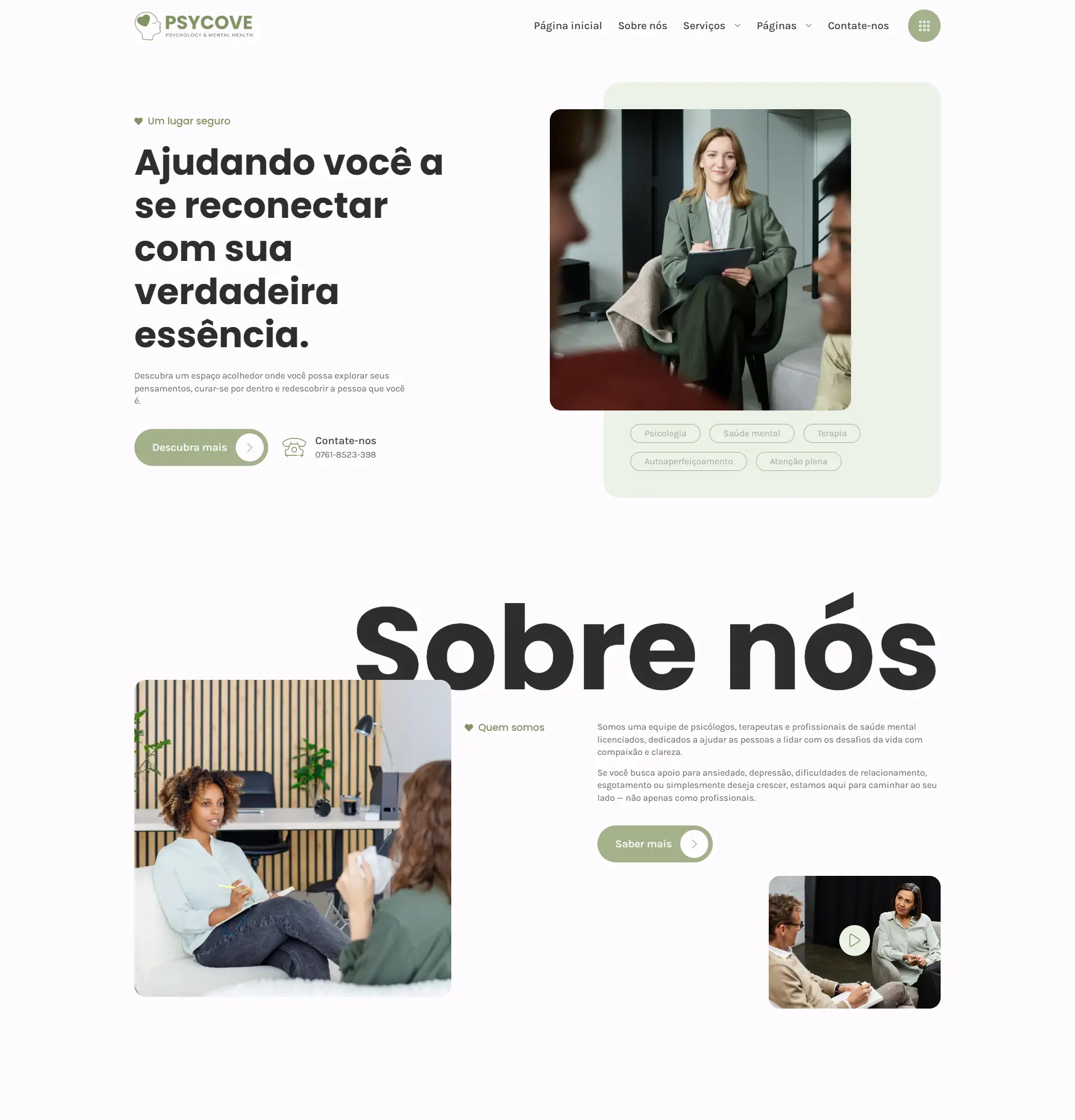 Screenshot de modelo de site para psicóloga