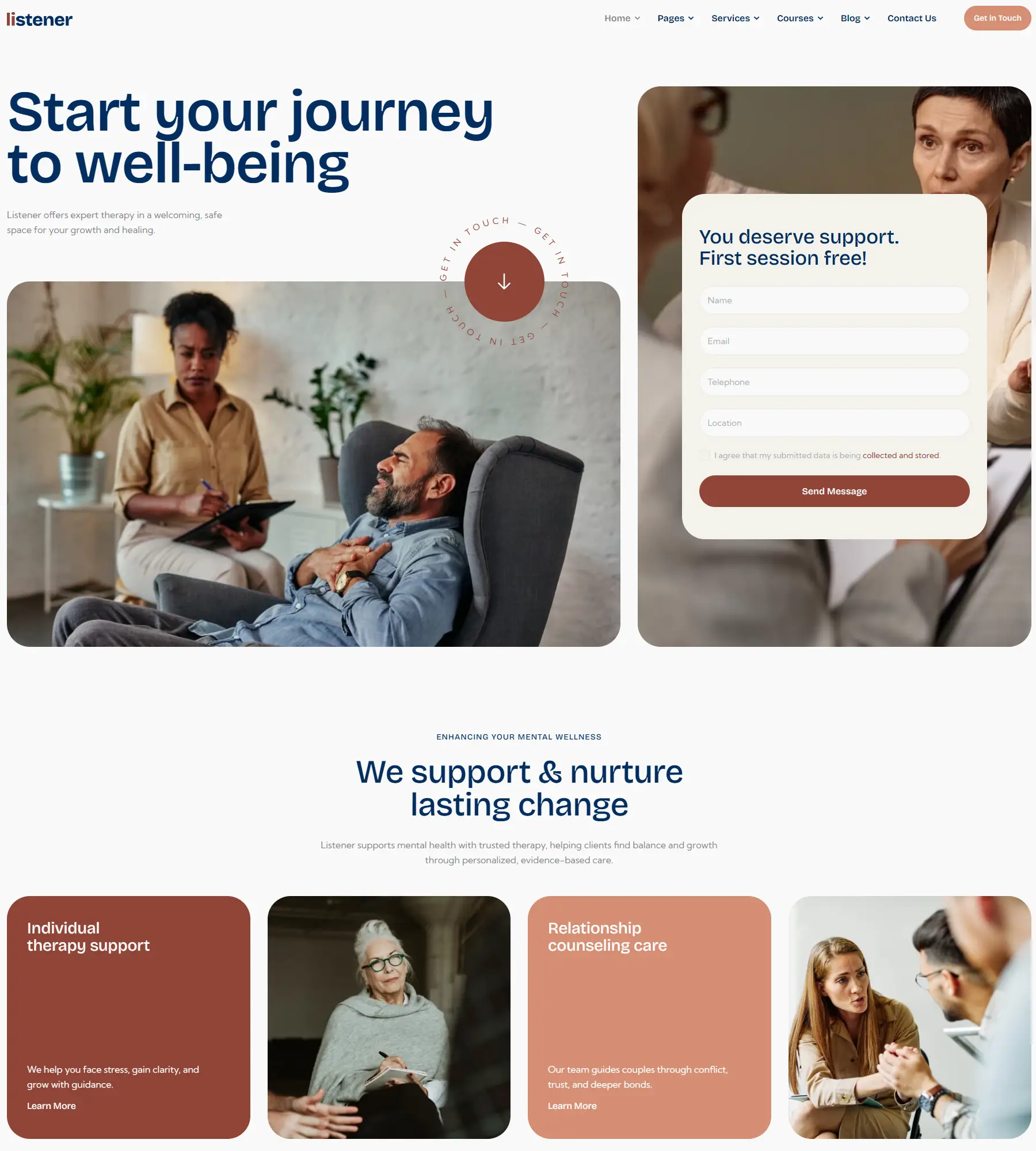 Screenshot de modelo de site para psicóloga