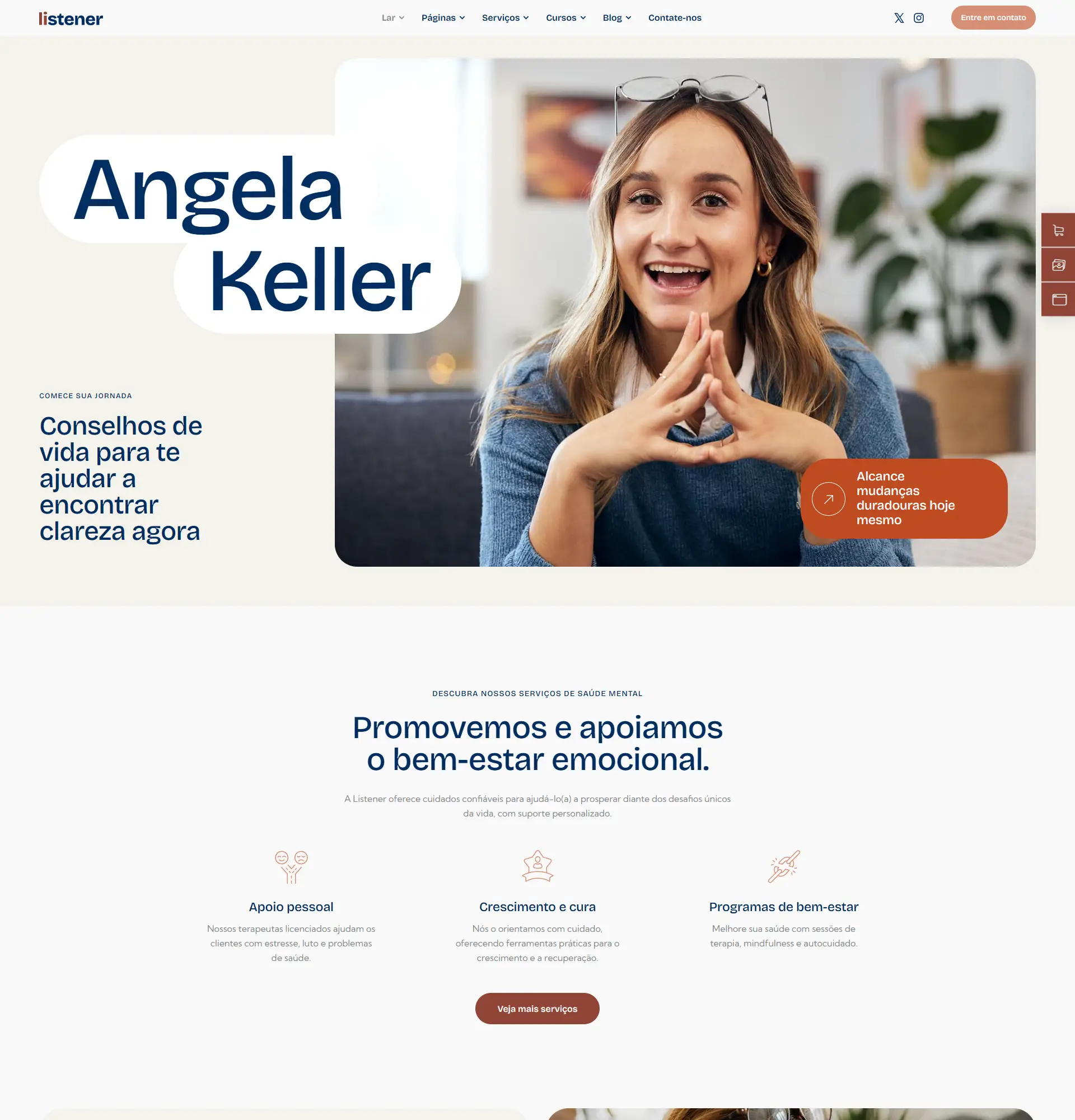 Screenshot de modelo de site para psicóloga