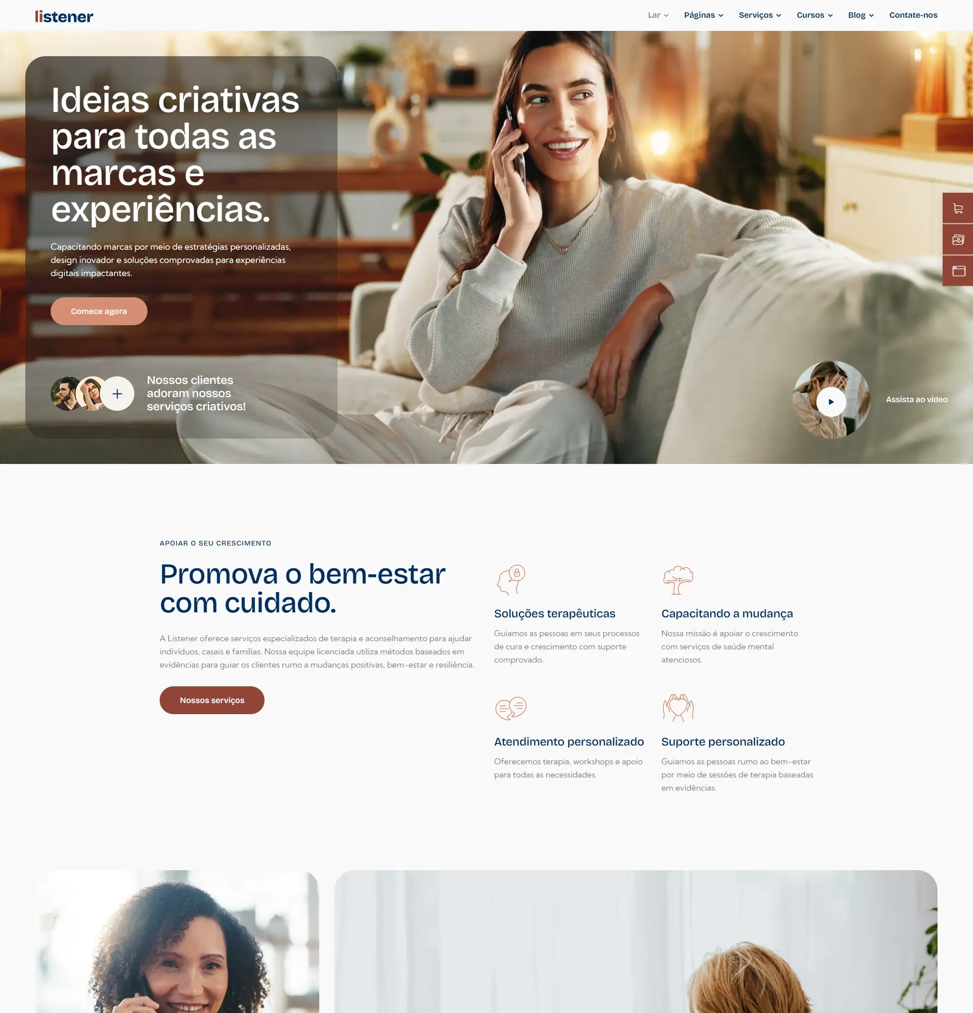 Screenshot de modelo de site para psicóloga