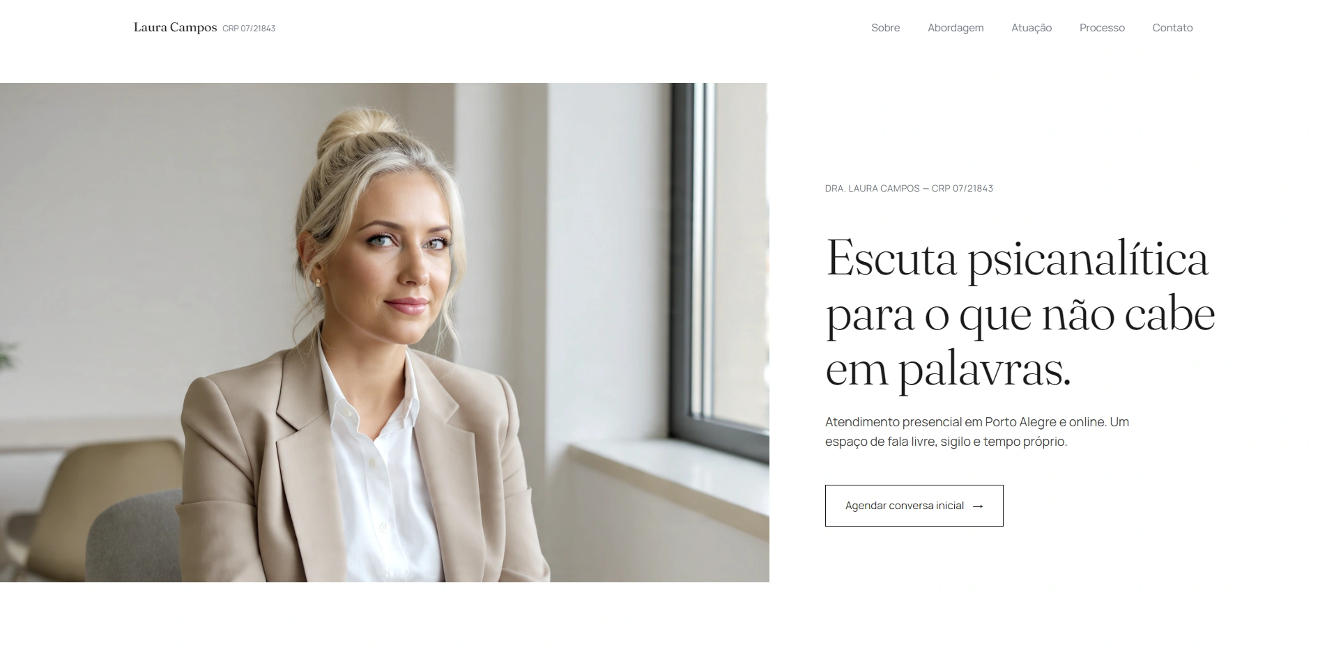Screenshot de modelo de site para consultório multidisciplinar
