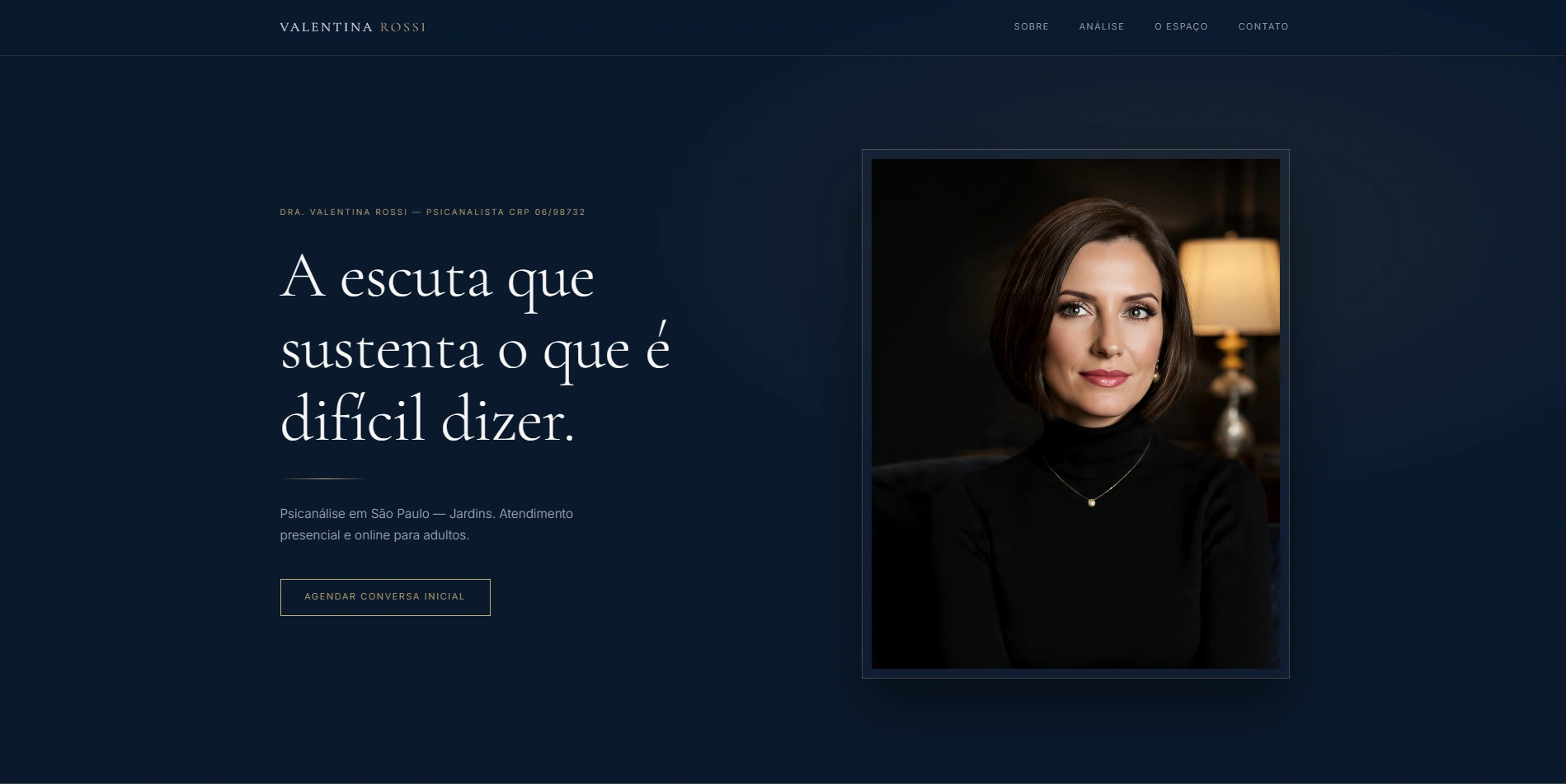 Screenshot de modelo de site para psicóloga escolar