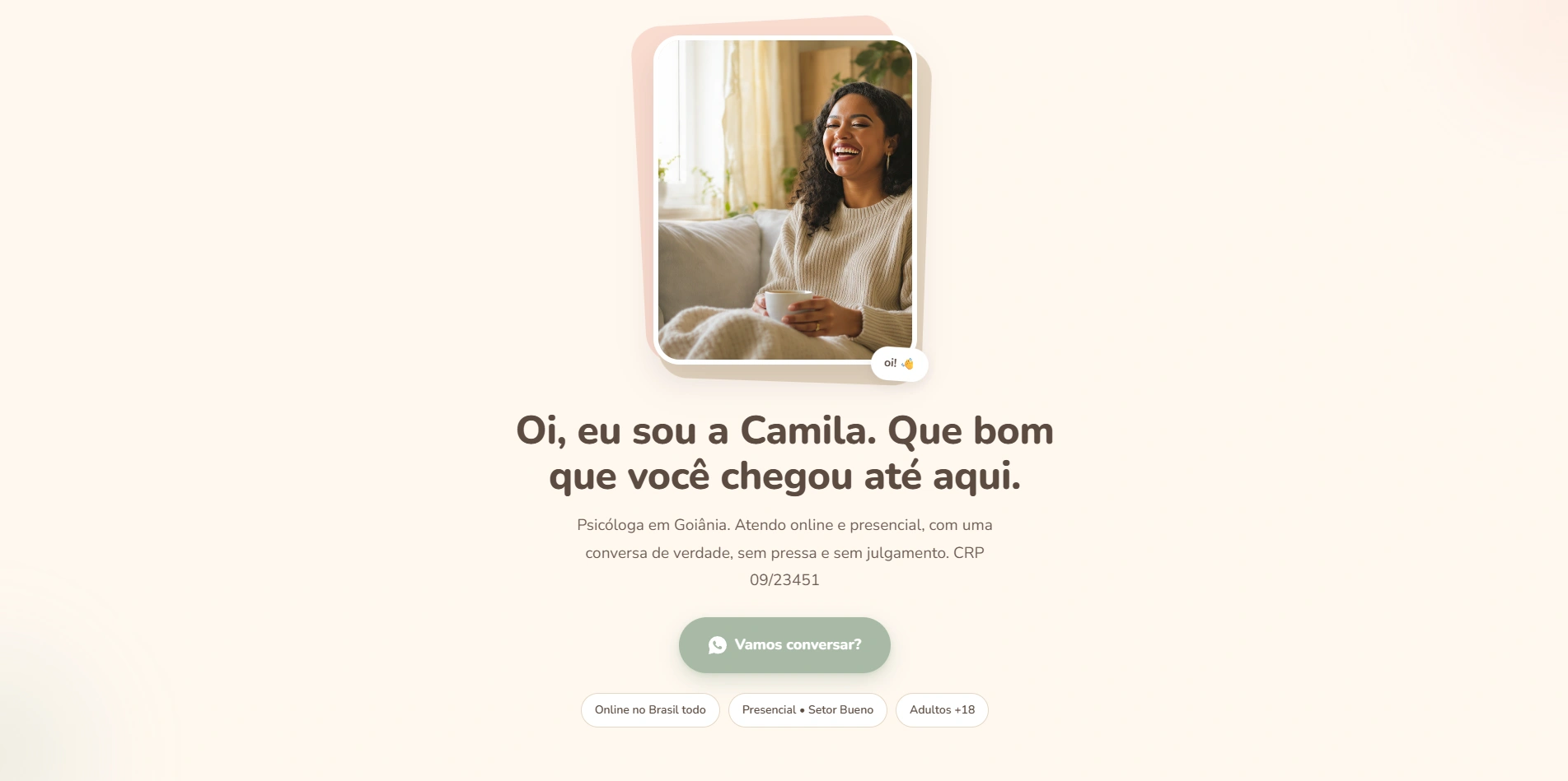 Screenshot de modelo de site para psicólogo clínico